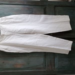 Eileen Fisher 100% Linen White Full Leg Pants